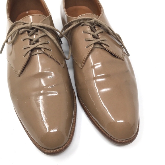 Madewell Tan Lace Up Patent Leather Bobbie Oxfords - Picture 4 of 8
